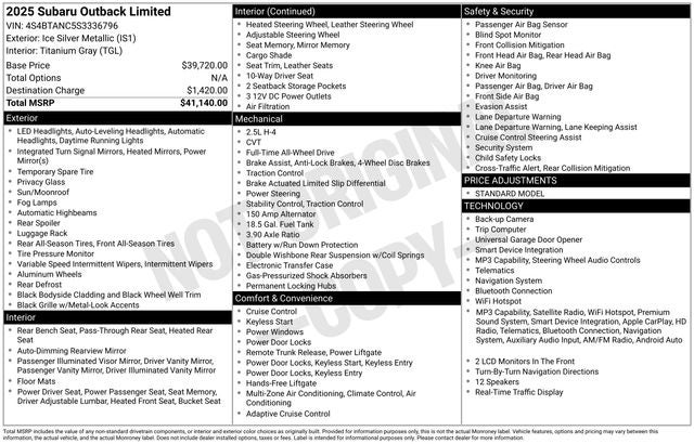 2025 Subaru Outback Limited