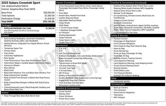 2025 Subaru Crosstrek Sport