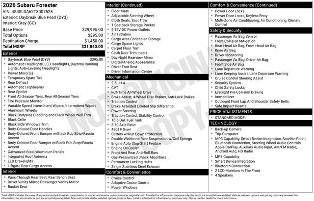2026 Subaru Forester Base