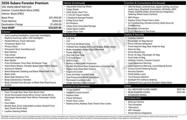 2026 Subaru Forester Premium