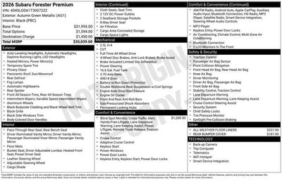 2026 Subaru Forester Premium