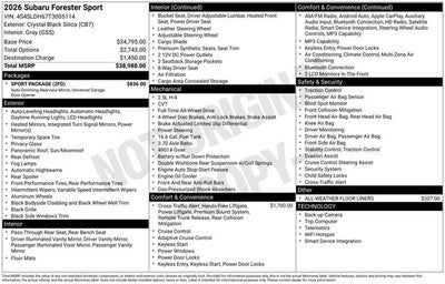 2026 Subaru Forester Sport