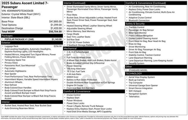2025 Subaru Ascent Limited