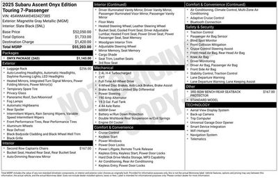 2025 Subaru Ascent Onyx Edition Touring