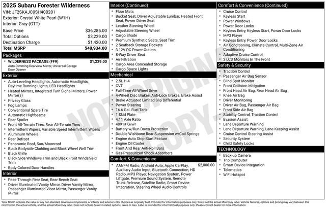 2025 Subaru Forester Wilderness