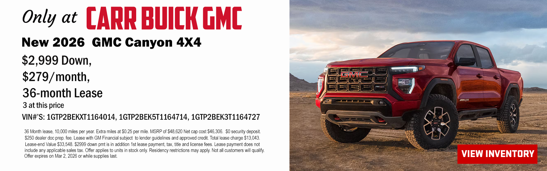 CANYON OFFERS FROM CARR BUICK GMC
