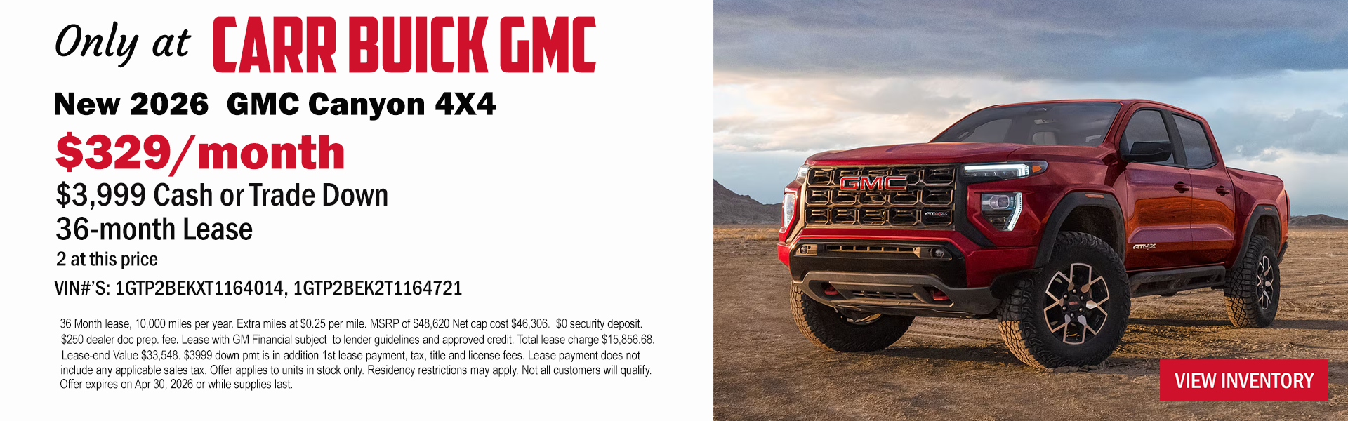 CANYON LEASE OFFER FROM CARR BUICK GMC