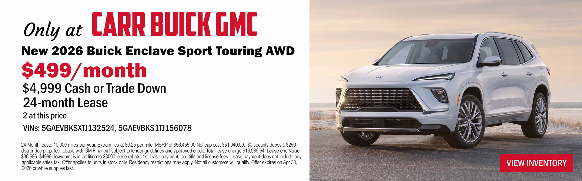 ENCLAVE LEASE OFFER FROM CARR BUICK GMC