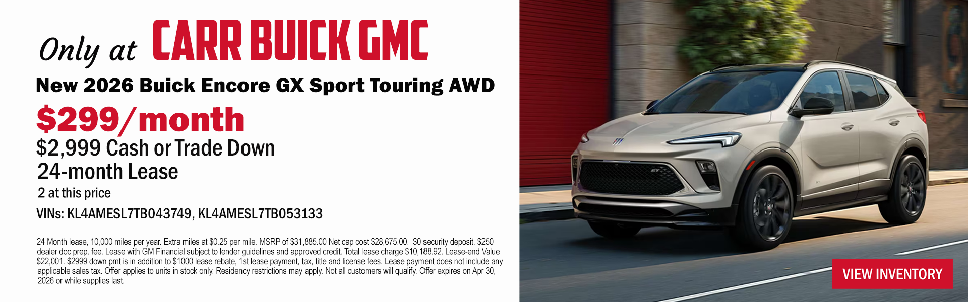 ENCORE GX LEASE OFFER FROM CARR BUICK GMC