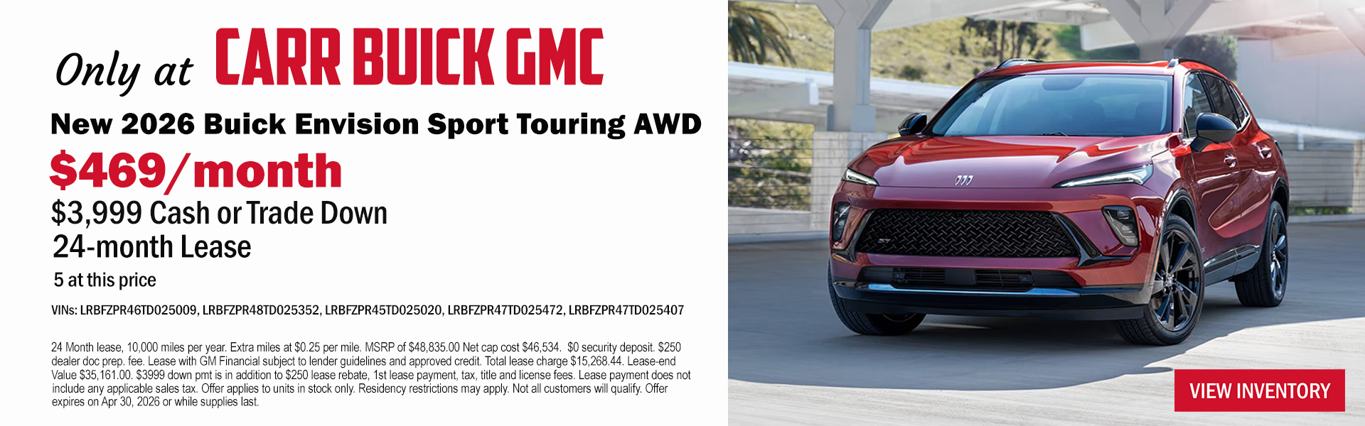 ENVISION LEASE OFFER FROM CARR BUICK GMC