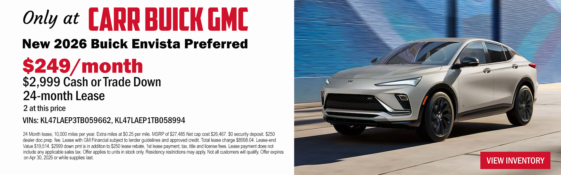 ENVISTA LEASE OFFER FROM CARR BUICK GMC