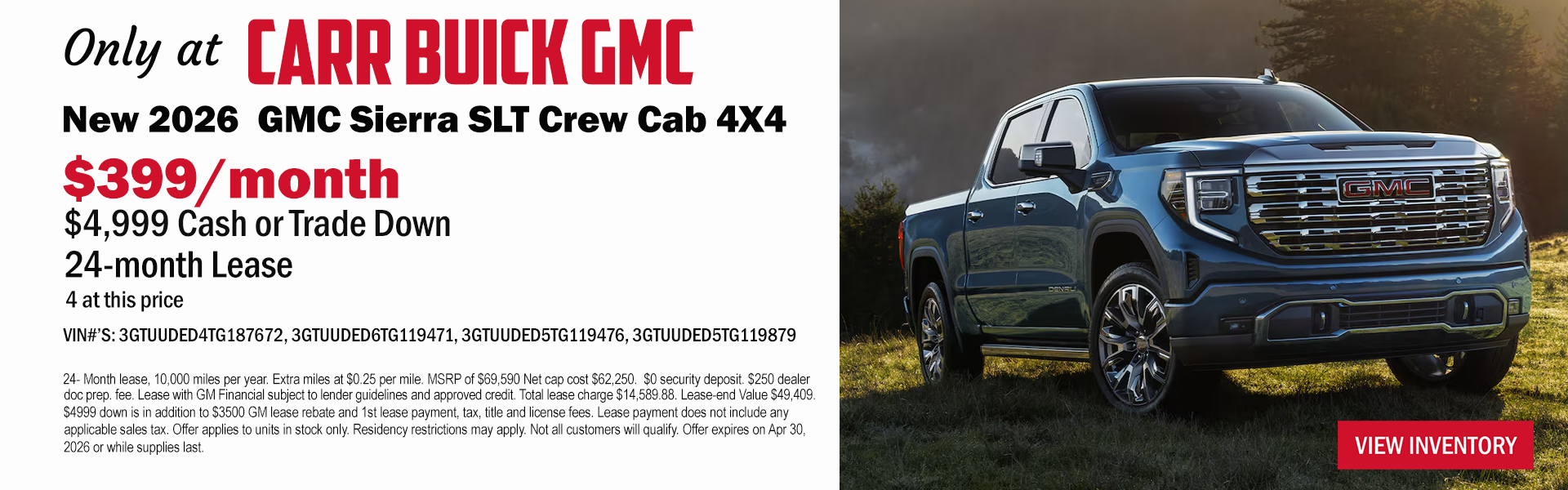 SIERRA 1500 LEASE OFFER FROM CARR BUICK GMC